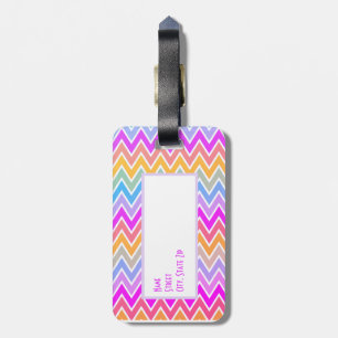 Étiquette À Bagage Arc-en couleur Zigzag Chevron Monogrammé