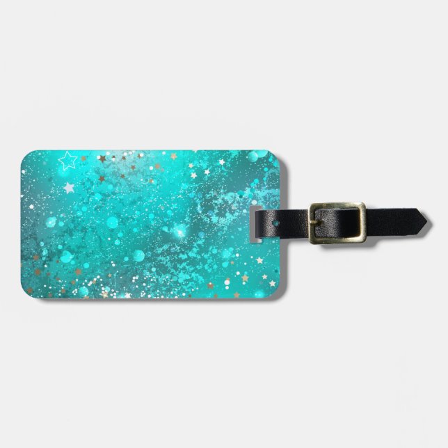 Étiquette À Bagage Arrière - plan à huile Turquoise de la menthe (Devant horizontal)