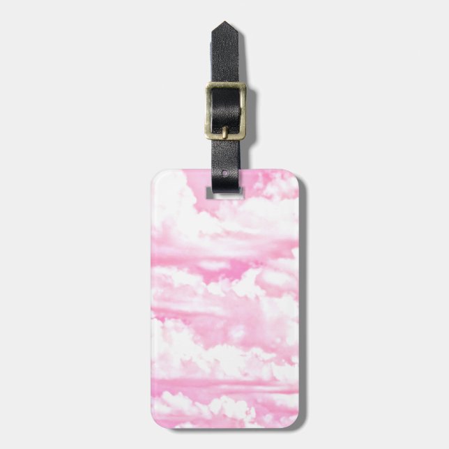 Étiquette À Bagage Arrière - plan de mode des nuages roses (Devant Vertical)