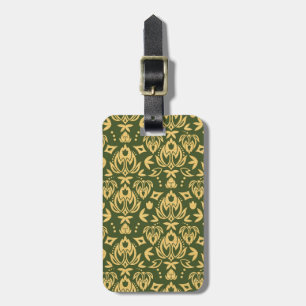 Étiquette À Bagage arrière - plan en bois de damas à fleurs