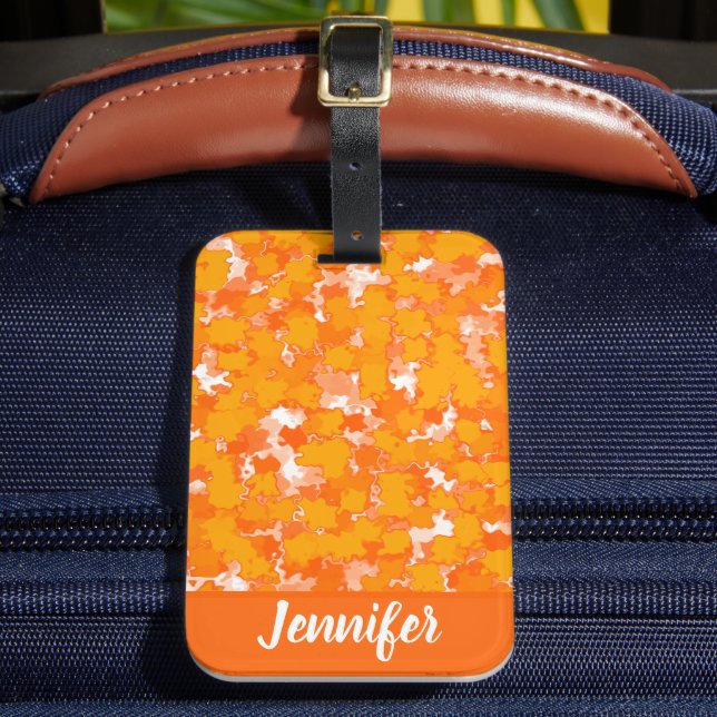 Étiquette À Bagage Art Abstrait Design Orange Foliage (Insitu Rectoal 2)