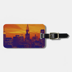 Étiquette À Bagage Art de bruit orange bleu New York City
