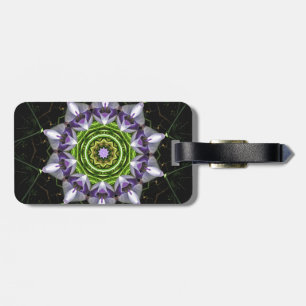 Étiquette À Bagage Art de kaléidoscope de mandala floral pourpre