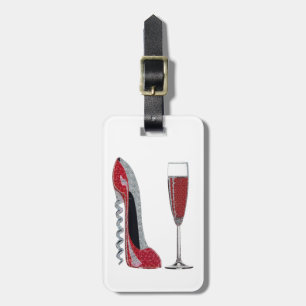 Étiquette À Bagage Art de stylet rouge de tire-bouchon et de vin