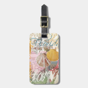 Étiquette À Bagage Art de voyage vintage Floride plage coquillage