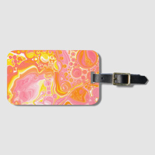 Étiquette À Bagage Art fluide rose et orange