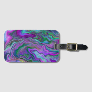 Étiquette À Bagage Art fluide violet, vert et bleu