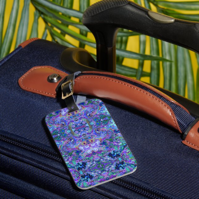 Étiquette À Bagage Art inspiré de la géoode violette et verte (Insitu Rectoal 1)