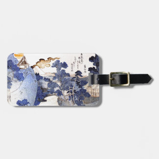 Étiquette À Bagage Art japonais bleu vintage