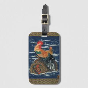 Étiquette À Bagage Art japonais vintage représentant un coq dragon