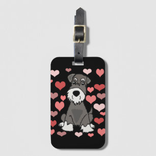 Étiquette À Bagage Art mignon de motif de chien et de coeurs de