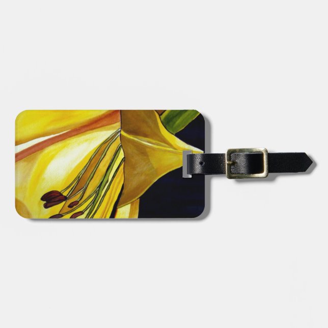 Étiquette À Bagage Art original de Lys doré jaune (Devant horizontal)