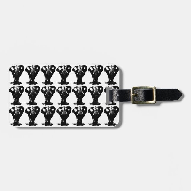 Étiquette À Bagage Art pop Eléphant Noir & Blanc (Devant horizontal)