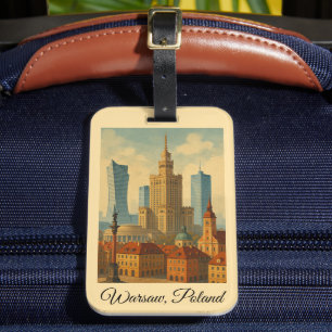 Étiquette À Bagage Art Vintage voyage de Varsovie Pologne