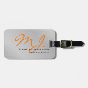 Étiquette À Bagage Artiste de maquillage branché Silver Grey Orange M