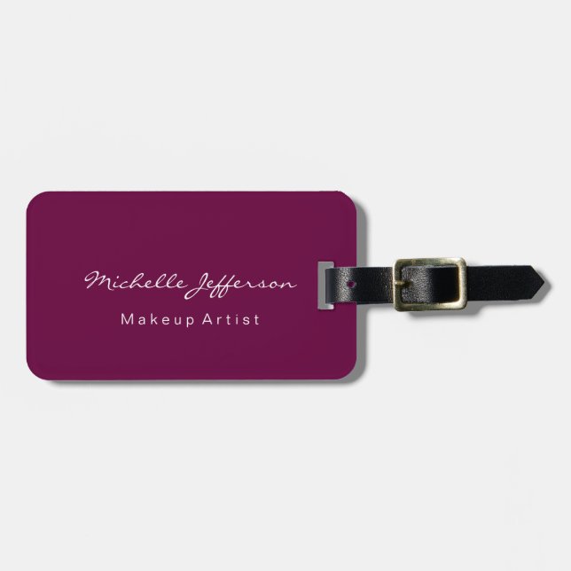 Étiquette À Bagage Artiste de maquillage violet tyrien unique (Devant horizontal)