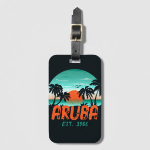 Étiquette À Bagage Aruba Caraïbes Mer Vintage Rétro Sunset Souvenirs