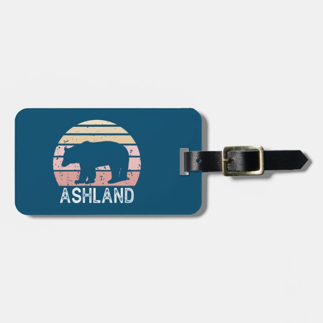 Étiquette À Bagage Ashland Oregon Retro Bear (Devant horizontal)