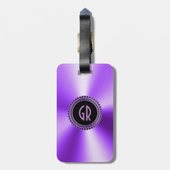 Étiquette À Bagage Aspect métallique en acier inoxydable violet (Dos Vertical)