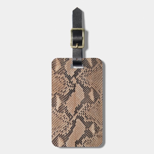 Étiquette À Bagage Aspect Snakeskin Brown (Devant Vertical)