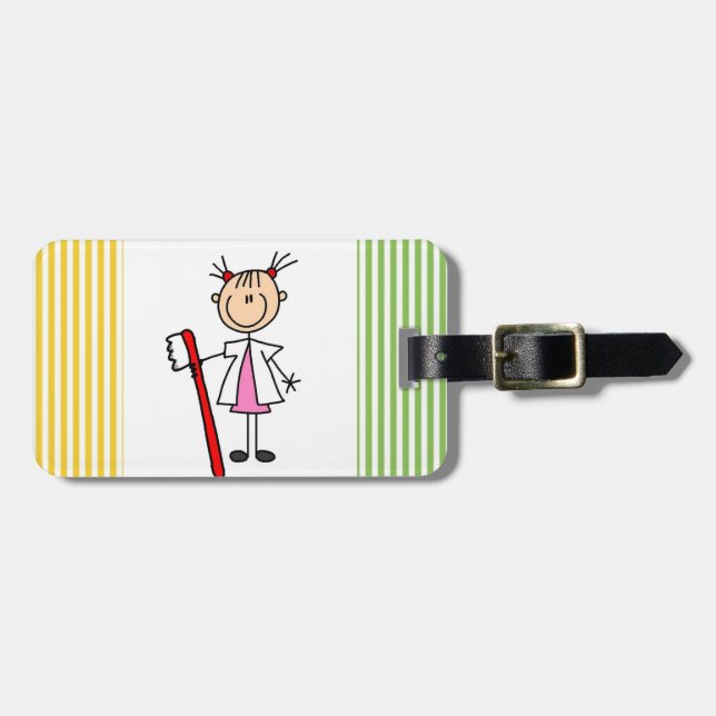 Étiquette À Bagage Assistant dentaire avec la brosse à dents (Devant horizontal)