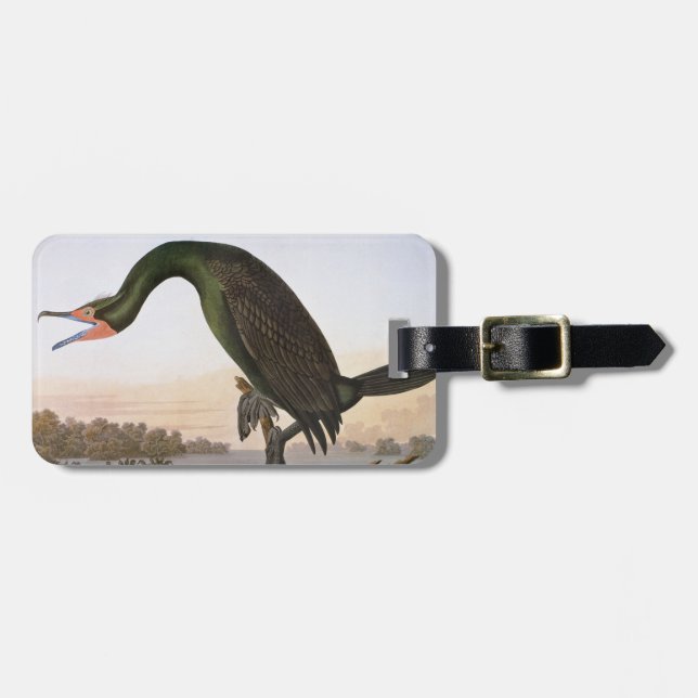 Étiquette À Bagage Audubon : Double Cormorant crêté (Devant horizontal)