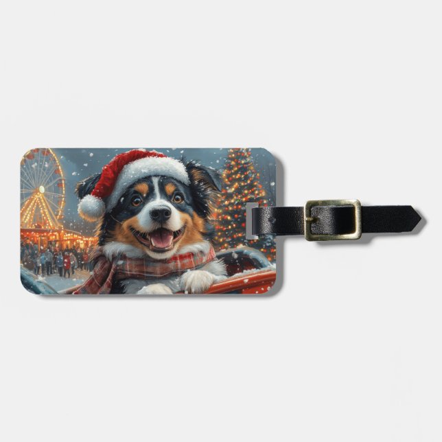 Étiquette À Bagage Australie Berger Dog Roller Dessous de verre Noël (Devant horizontal)