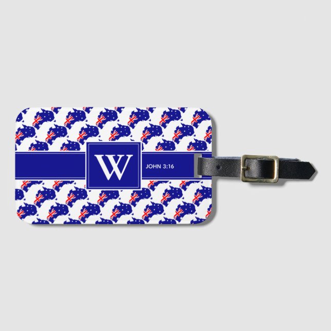 Étiquette À Bagage AUSTRALIE Christian Monogram Bagages (Devant Horizontal)