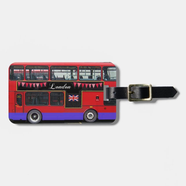Étiquette À Bagage Autobus rouge double Decker de Londres (Devant horizontal)
