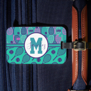Étiquette À Bagage Avec le nom Minty et des raquettes de tennis viole