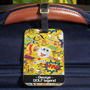 Étiquette À Bagage 😍 ⛳ 🏌️ 💛 Avec texte génial mélange de golf jaun