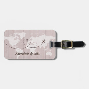 Étiquette À Bagage Aventure Blush Word Map