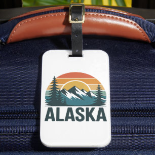 Étiquette À Bagage Aventure coucher de soleil rétro en Alaska