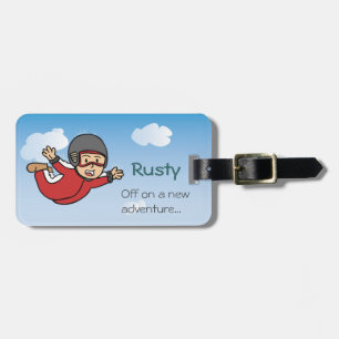 Étiquette À Bagage Aventure de parachutisme de dessin animé mignon