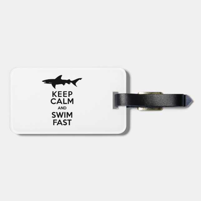 Étiquette À Bagage Avertissement drôle de requin - Gardez le calme et (Dos horizontal)