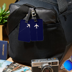 Étiquette À Bagage avion de voyage avec ligne pointillée