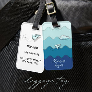 Étiquette À Bagage Avion papier   L'aventure commence
