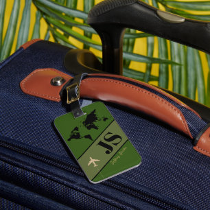 Étiquette À Bagage Avion Travel Green