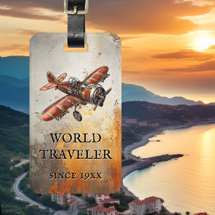 Étiquette À Bagage Avion vintage Steampunk