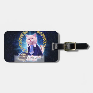 Étiquette À Bagage Avocat de chat dans l'espace
