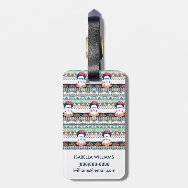 Étiquette À Bagage Aztèque de Frida Kahlo | (Dos Vertical)