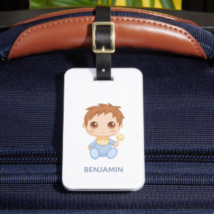 Étiquette À Bagage Baby Boy Blue Jumpsuit Nom personnalisé