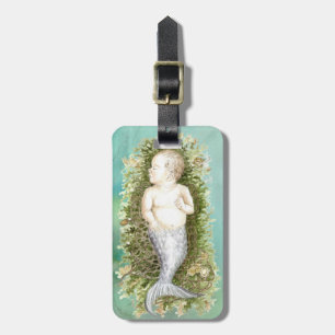 Étiquette À Bagage Baby Mermaid - Eau couleur imaginaire art