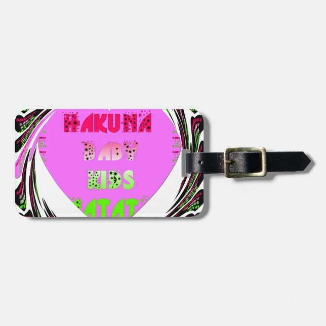 Étiquette À Bagage Baby Pink Hearts Hakuna Matata Baby Kids Design.p (Devant horizontal)