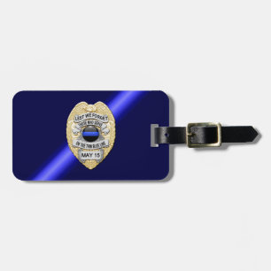 Étiquette À Bagage Badge de la ligne bleue mince avec bouton au verso