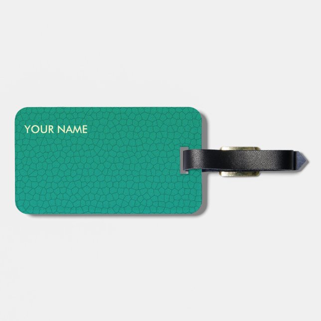 Étiquette À Bagage Bagage simili cuir Teal de voyage (Dos horizontal)