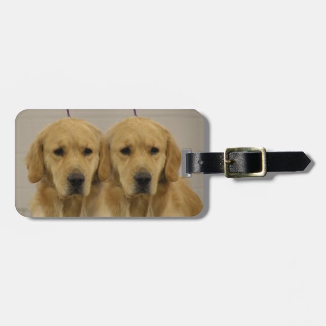 Étiquette À Bagage Bagage Topper de jumeaux de golden retriever (Devant horizontal)
