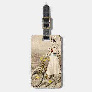 Étiquette À Bagage Bagage vintage de publicité de bicyclette de femme
