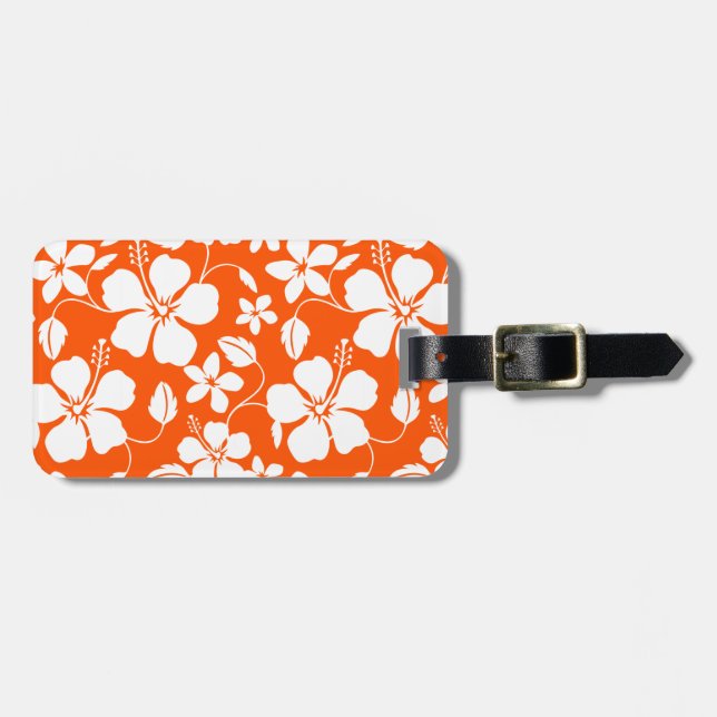ÉTIQUETTE À BAGAGE BAGAGES D'ORANGE HULA HAÏIENNE (HIBISCUS) (Devant horizontal)