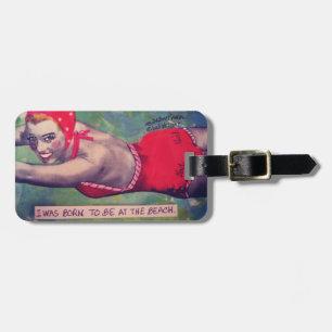 ÉTIQUETTE À BAGAGE BAGAGES-J'ÉTAIS NÉE POUR ÊTRE À LA PLAGE